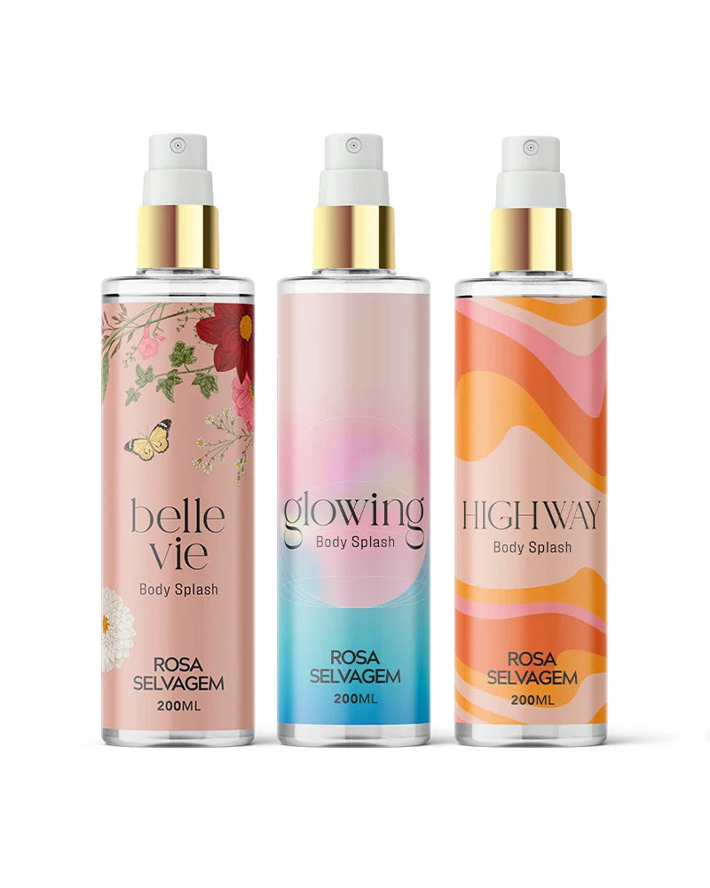 KIT 3 BODY SPLASHES: BELLE VIE - GLOWING - HIGHWAY